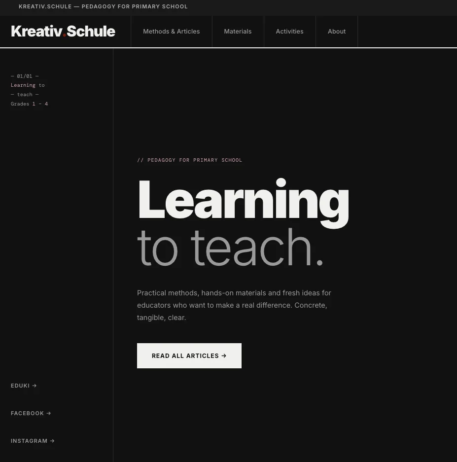 Kreativ.Schule — Pädagogische Website für Grundschullehrkräfte